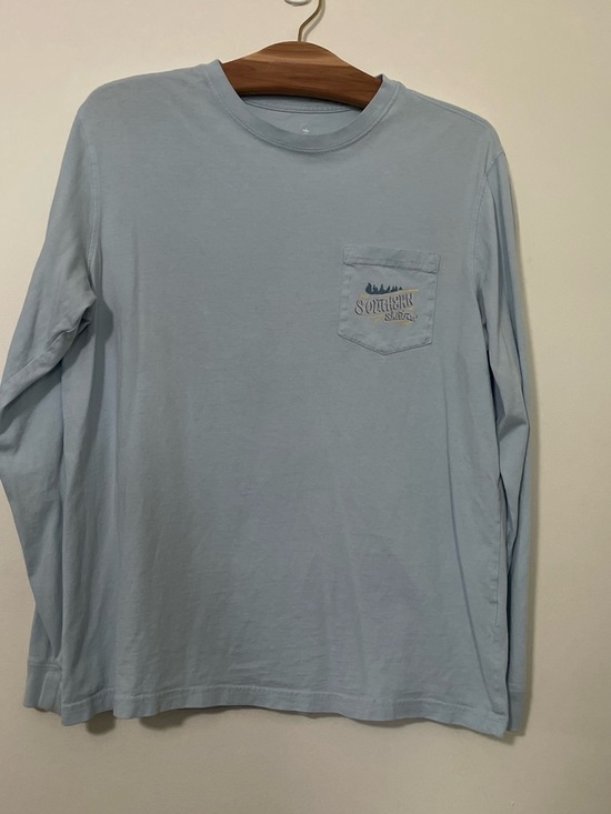 The Southern Shirt Company Other - Southern Shirt Co Men's M Long Sleeve Pocket Tee Blue Canoe Graphic Peru Cotton